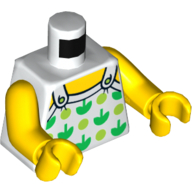 Деталь LEGO Torso Halter Top with Green Apples and Lime Spots Print, Yellow Arms and Hands, Белый