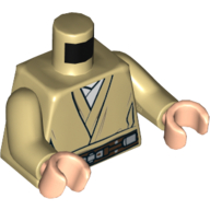 Деталь LEGO Torso Robe, Belt and White Undershirt Print (Obi-Wan), Tan Arms, Light Flesh Hands, Песочный