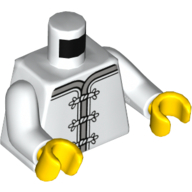 Деталь LEGO Torso Robe with Gray Clasps / Red Flower on Back Print, White Arms, Yellow Hands, Белый