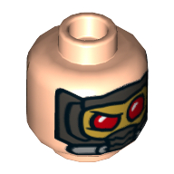 Деталь LEGO Minifig Head Star-Lord Mask, Red Eyes, Светлый телесный
