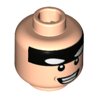 Деталь LEGO Minifig Head Black Headband, Broad Mean Smile Teeth, Светлый телесный
