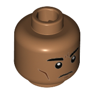 Деталь LEGO Minifig Head Black Eyebrows, Cheek Lines, Firm, Средне-темный телесный