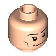 Деталь LEGO Minifig Head Black Eyebrows, Eyelash, Grin, Светлый телесный