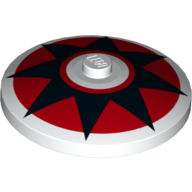 Деталь LEGO Dish 4 x 4 Inverted [Radar] with Black Star, Red Circle Print, Белый