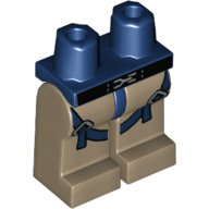Деталь LEGO Hips and Dark Tan Legs with Dark Blue Straps and Silver Buckles Print, Темно-синий