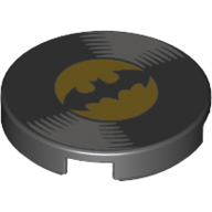 Деталь LEGO Tile Round 2 x 2 with Vinyl Record and Batman Logo Print, Черный