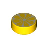 Деталь LEGO Tile Round 1 x 1 with Lemon Slice Print, Желтый