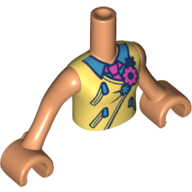 Деталь LEGO Minidoll Torso Girl with Bright Light Yellow Vest, Tie, Flower, Blue Shirt, Medium Dark Flesh Arms, Телесный