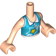 Деталь LEGO Minidoll Torso Girl with Medium Azure Sport Shirt with Star Print, Light Flesh Arms and Hands, Светлый телесный