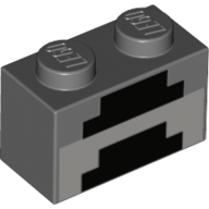 Набор LEGO Brick 1 x 2 with Minecraft Pixelated Forge Print, Темный сине-серый