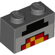 Набор LEGO Brick 1 x 2 with Minecraft Pixelated Lit Forge Print, Темный сине-серый