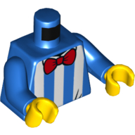 Деталь LEGO Torso Shirt with White Stripes and Red Bow Tie Print, Blue Arms, Yellow Hands, Голубой