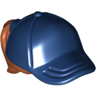 Деталь LEGO Hair and Hat / Cap, Ponytail Dark Orange Print, Темно-синий