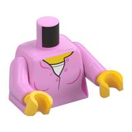 Деталь LEGO Torso Sweater with Buttons, White Shirt Print, Bright Pink Arms, Yellow Hands, Ярко-розовый