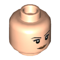 Деталь LEGO Minifig Head Dual Sided Female Black Eyebrows, Peach Lips, Smirk/Frown, Светлый телесный
