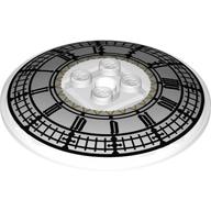 Деталь LEGO Dish 6 x 6 Inverted (Radar) [Solid Studs] with Big Ben Clock Face Print, Прозрачный бесцветный