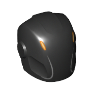 Деталь LEGO Minifig Helmet with Armor Plates and Ear Protectors with Faceless Mask and Orange Details (Rinzler), Черный