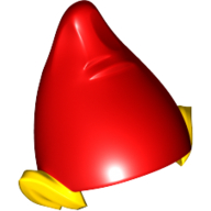 Деталь LEGO Minifig Hat - Elf Ears with Red Hat Print, Желтый