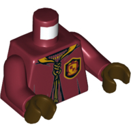 Деталь LEGO Torso Robe with Laces, Gryffindor Crest Print, Dark Red Arms, Dark Brown Hands, Темно-красный