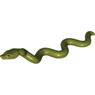 Деталь LEGO Snake, Large with Raised Head with Black Eyes Print (Nagini), Оливковый
