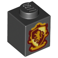Набор LEGO Brick 1 x 1 with Gryffindor House Lion Crest print, Черный