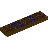 Набор LEGO Tile 1 x 4 with Dark Red and Dark Purple Shapes, Pearl Gold Dotted Line, Темно-коричневый