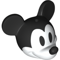 Деталь LEGO Minifig Head Special with Black Mouse Ears and Nose, White Face, Белый