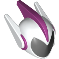 Деталь LEGO Helmet with Black Visor, 2 Long Earpieces, and 1 Long Central Magenta Spike, Пурпурный