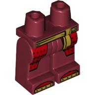Деталь LEGO Hips and Dark Red Legs with Tan Sash/Belt Armour Plating, Steel Toes, Темно-красный