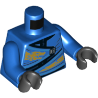 Деталь LEGO Torso Robe, Black Trim, Gold Dragon Print, Blue Arms, Black Hands, Голубой