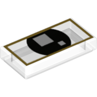 Набор LEGO Tile 1 x 2 with Pearl Gold Square Line, Black Circle, 2 White Squares (Brickheadz Eyes) print, Trans-Clear