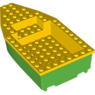 Деталь LEGO Boat 8X16X3 With Yellow Top, Ярко-зеленый
