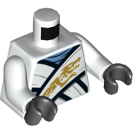 Деталь LEGO Torso Robe, White Bands, Black Trim, Gold Dragon Print, White Arms, Black Hands, Белый