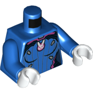 Деталь LEGO Torso Jumpsuit with Dark Pink Trim and White Bunny Print, Blue Arms, White Hands, Голубой