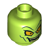 Деталь LEGO Minifig Head Yellow Eyes, Mean Smile, Teeth, Лайм