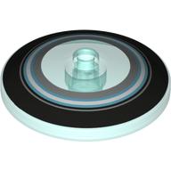 Деталь LEGO Dish 4 x 4 Inverted Radar with Black, Light Blue, and Metallic Silver Circles Print, Прозрачный светло-голубой