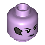 Деталь LEGO Minifig Head Female Purple Lips, Com, Stern Frown, Лавандовый