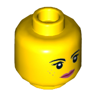 Деталь LEGO Minifig Head Female, Dark Pink Lips, Small Freckles, Желтый