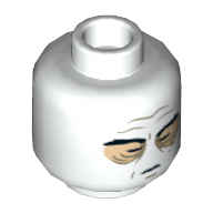 Деталь LEGO Minifig Head Darth Vader Closed Eyes, Wrinkles, Bags under Eyes, Белый