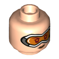 Деталь LEGO Minifig Head Female White Visor, Orange Glass, Светлый телесный