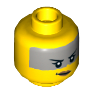 Деталь LEGO Minifig Head Female Light Bluish Grey Band On Forehead, Crooked Smile, Желтый