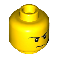 Деталь LEGO Minifig Head Angry Frown, Желтый