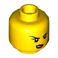Деталь LEGO Minifig Head Female Angry, Red Lips Crooked, Желтый