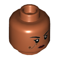Деталь LEGO Minifig Head Female, Dark Red Lips, Tattoo by eye, Темно-оранжевый