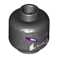 Деталь LEGO Minifig Head Purple/Pink Stretched Eyes, White Fangs, Tribal Markings, Черный
