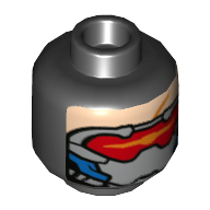 Деталь LEGO Minifig Head Grey Mask, Red Visor, Черный