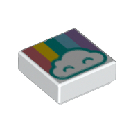 Набор LEGO Tile 1 x 1 with Rainbow, Sand Red, Yellow, Dark Azure, Medium Blue, Dark Purple, CLoud print, Белый