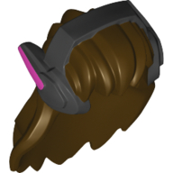 Деталь LEGO Hair with Headset, Long, Black Headset with Magenta Markings Pattern, Темно-коричневый