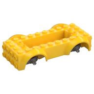 Деталь LEGO Vehicle Base 5 x 10 x 2 1/2 with Mudguards, Wheel Pins and 6 x 2 Centre Recess with 3 Holes, LBG Wheel Holders, Желтый
