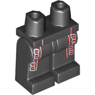Деталь LEGO Hips and Black Legs with Red/White trim 'Demon', Черный